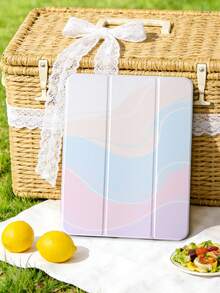 1 件装柔和粉彩波浪纹彩绘平板电脑保护套，兼容 iPad Mini 4/5/6/7、Air、9.7/10.2/10.5/Air 4/5、Pro 11 英寸（第十代）、Air 11 英寸（M3）2025、11 英寸（第十一代）2025、Galaxy Tab A8 10.5 英寸 2022，带笔槽、三折支架、TPU 边框保护、磁吸式睡眠/唤醒功能，可爱设计 - 彩色 - 查看 2