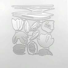 Tulip Set Floral Metal Cutting Dies, Leaf Plant Wedding Cutting Molds, Templates, DIY Handmade Cards, DIY Pressed Flower Card Making, Photo Decoration Paper Molds, Scrapbooking Etc. - Silver - View 5