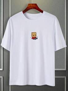 ZIVRE Men's Summer Cute Cartoon Pattern T-Shirt With Round Neck And Short Sleeves, Boyfriend Gift, For Going Out - 魏斯 4 - 查看 5