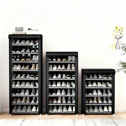 10-Tier Shoe Rack, With Dust Cover, Non-Woven Fabric, Space-Saving, Large Capacity, Easy To Assemble, Portable Shoe Cabinet, Suitable For Multiple Scenarios, Such As Entryway, Storage Rack, Home And Dorm Organization, Shoe Organizer, Shoe Storage, Shoe Cabinet, Room Decor, Shelving Unit, Shelf, Minimalist Style, Spring Break Style, Oplessa Bohemian Style, Premium Style, Mother's Day,Spring Storage