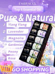 EMBRACEX. Bộ quà tặng 6 chai tinh dầu 10ml, nhiều mùi hương, hộp quà, tinh dầu thơm dùng cho khách sạn/nam/nữ/vệ sinh/Ngày Valentine/trái cây/thực phẩm ngon/Giáng sinh/Halloween, quà tặng ngày lễ, 6 chai mỗi hộp, máy khuếch tán, máy tạo độ ẩm, làm nến, hương thơm xe hơi, que khuếch tán, quà tặng Ngày của Mẹ, Ngày của Cha, Ngày Nhà giáo, kỷ niệm, quà sinh nhật. - Quà tặng - Xem 4