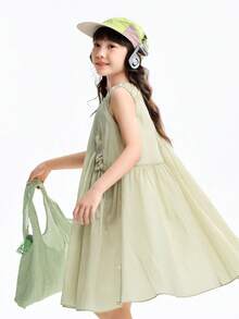 Annil Sweet And Dreamy Sleeveless Dress For Girls, Perfect For Summer. - Spring Mountain Apricot - View 3