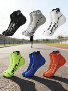 1 Par de Meias Esportivas Respiráveis e Absorventes de Suor Criativas para Homens, Adequadas para Primavera/Verão, Meias Casuais de Tornozelo - Multicolorido - Visão 1