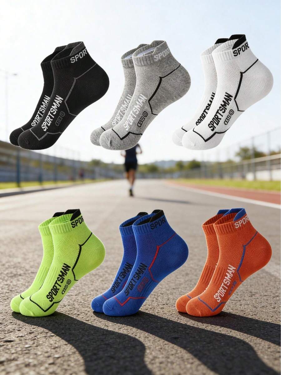 1 Par de Meias Esportivas Respiráveis e Absorventes de Suor Criativas para Homens, Adequadas para Primavera/Verão, Meias Casuais de Tornozelo - Multicolorido - Visão 1