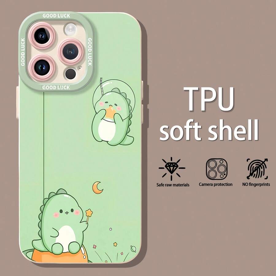 Dinosaurio verde en el espacio comiendo estrellas.funda de teléfono Fundas compatibles con ,Apple,VIVO,OPPO,,, y Honor.Fabricadas en silicona TPU,ofrecen protección contra golpes y caídas. - Blanco - Ver 1