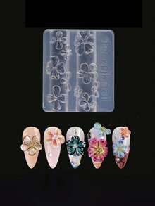 3pcs Silicone Nail Art Mold Set, Ice Flower/Plumeria Transparent Nail Molds DIY Nail Jewelry Accessories Tools - White - View 4