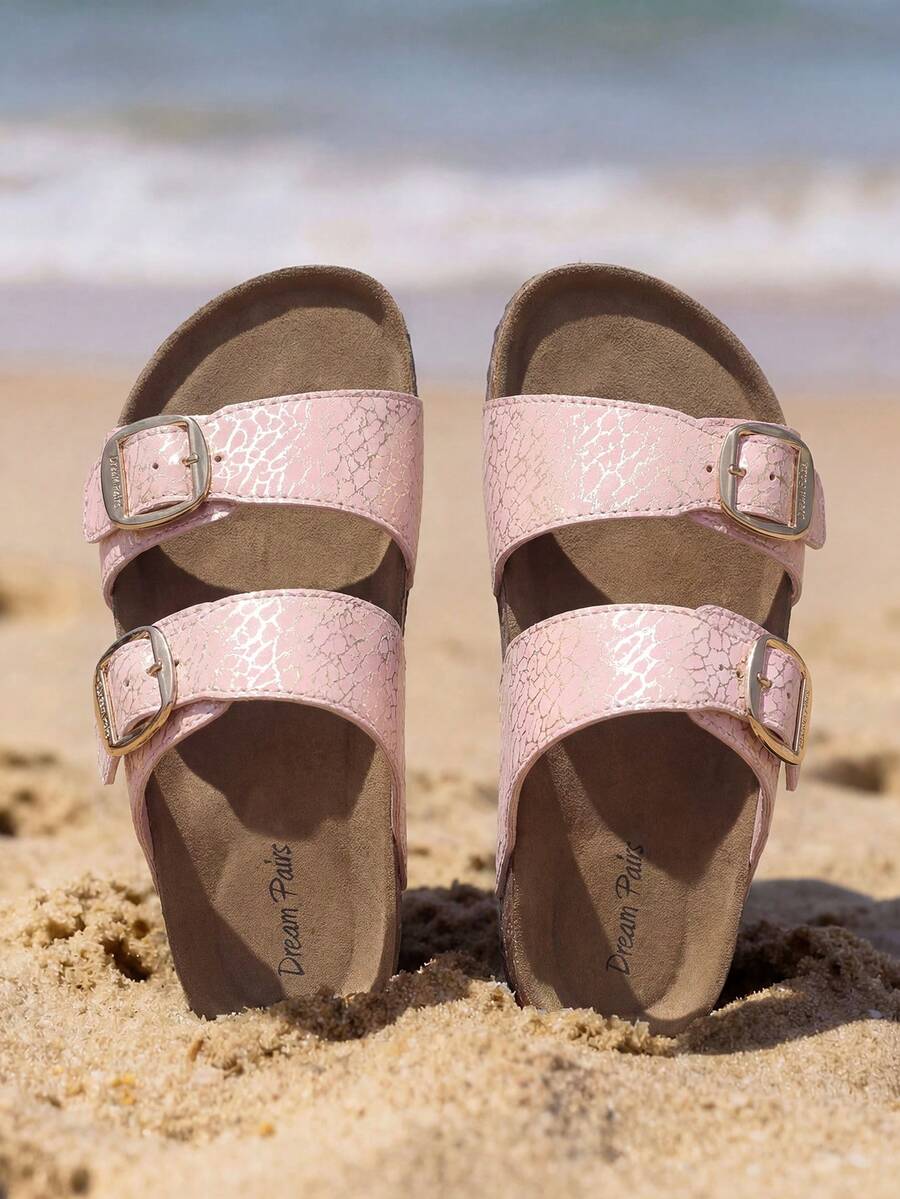 Girls Boys Slides For Kids Non-Slip With Adjustable Straps For Indoor & Outdoor Toddler Little Kid/Big Kid - 粉色 - 查看 1