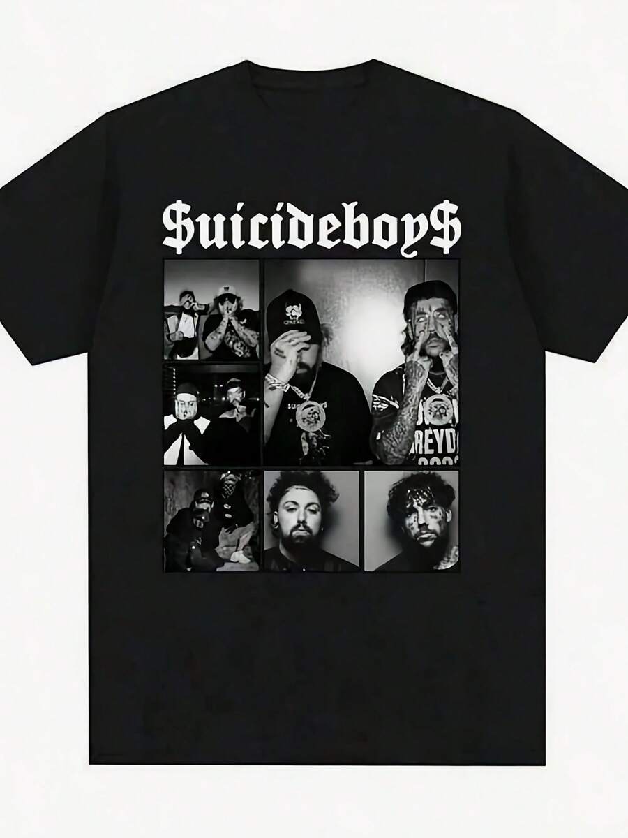 Suicideboy Era Tour Graphics Print T-Shirts For Men Harajuku Hip Hop Rock Style T Shirts Unisex Fashion Oversized Street T Shirt Tee Comfortable Comfortable Streetwear - Shape - View 1