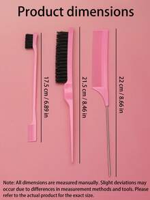 3pcs Smooth Hair Brush Set | Pointed Tail Brush, Boar Bristle Brush, Fine Mist Spray Bottle, Edge Brush, Volumizing Brush | Smooths Frizzy, Flyaway Hair | Pink/Black/Purple | Spring Gift, Graduation/School Gift | Salon, Beauty Parlor, Travel, Back To School, Vacation Essential - Hair Comb Set - View 6