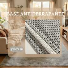 Tapete Amplo Moderno Sala E Quarto 3,00x2,00 Com Antiderrapante Fácil Limpeza - Prata - Visão 3