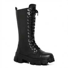 Myrol Outlet Women's Tractor Boot Long Shaft Blogger - Black - View 5