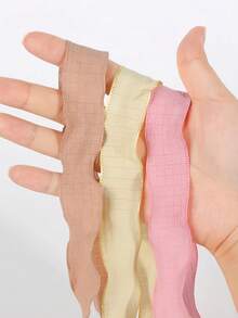 1 Pair/2pcs 120cm Long Geometric Pattern Basic Preppy Style Polyester (Polyester) Pleated Edge Shoelaces, Suitable For School And Daily Wear - Multicolor - View 4