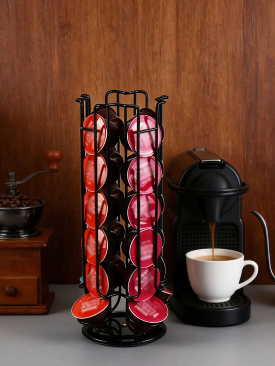 1pc Rotating Capsule Holder, Capsule Dispenser Display Stand Holds 32 Capsules, 360 Degree Rotatable Capsule Rack - Multicolor - View 1
