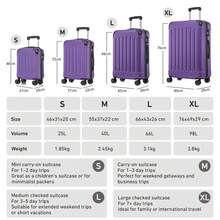 YONSLY 4-Piece Wheeled Suitcase Set With 360° Wheels, Combination Lock, Robust Double Zipper, Mesh Pocket, Soft Rubber Handle, 16/20/24/28 Inch Trolley Suitcase, Hard Shell Carry-On Luggage Set (4-Piece Set, S, M, L & XL) - 紫色 - 查看 2