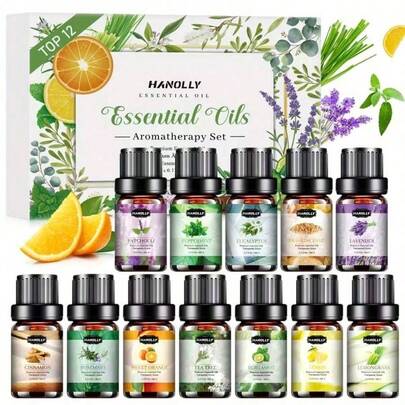 Juego natural del aceite esencial de la fruta, 12 botellas, ningún químico 0.17oz juego del aceite esencial por la botella, para el difusor del aroma, humidificador, vela que hace - el mejor regalo de la navidad, regalo del día de fiesta, para las niñas, mujeres, amigos, amantes