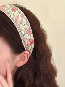 1pc Floral Print Boho Style Polyester Woven Embroidered Headband - Multicolor - View 3