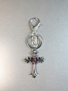 1pc Women Fashion Alloy Rhinestone Cross Charm Key Chain Car Accessories Bag Charm School Cute Goth Y2k - Multicolor 2 - View 3