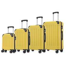 YONSLY 4-Piece Wheeled Suitcase Set With 360° Wheels, Combination Lock, Robust Double Zipper, Mesh Pocket, Soft Rubber Handle, 16/20/24/28 Inch Trolley Suitcase, Hard Shell Carry-On Luggage Set (4-Piece Set, S, M, L & XL) - 黃色 - 查看 8