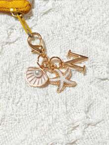 1 Bohemian-Style Golden Letter Keychain With Shell And Starfish Decorations, A-Z Letter Options-Perfect For Holiday And Beach Themes. Ideal Gift Or Decoration For Backpacks, Purses, And Handbags! A Great Gift For Friends, Classmates, And Loved Ones,Easter, Mother'S Day, Independence Day, Wedding Season, Graduation Season Gifts - View 20