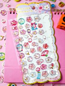 New 3D Stereoscopic Japanese Cherry Blossom Crystal Epoxy Resin Sticker, Cute Cartoon Cat & Dog Decals For Kids - Multicolor - View 9