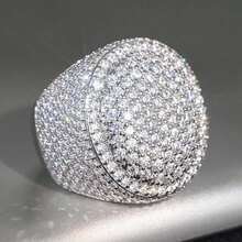 Nhẫn đôi sang trọng đính đá Cubic Zirconia hình học, quà tặng đính hôn và cưới. - trắng - Xem 10