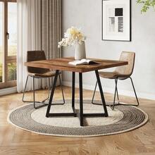 Kleiner Esstisch für 4 Personen, quadratischer Esstisch für kleine Räume, Esszimmertische, rustikaler brauner Holz-Küchentisch mit Metallbeinen, moderner Freizeit-Café-Tisch für Wohnung FFPT - 1 - Übersicht 2