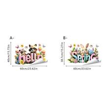 1/2pcs "Spring/Hello" Cute Animal & Floral Window Stickers, Reusable Static Cling, Rabbit & Raccoon Patterns, Suitable For Cafe Windows, Bedroom, Dining Room And Home Decor - Animal Window Stickers - View 14