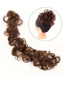 卷发假发发圈发髻发片，蓬松凌乱发髻接发 - 彩色 - 查看 3