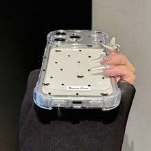 Ốp điện thoại chống rơi họa tiết chấm bi đen tối giản và nơ thắt cổ, phụ kiện cần thiết cho mùa hè, phù hợp sử dụng hàng ngày, tương thích với iPhone 16/16 Pro/16 Plus/16 Pro Max/17/17 Pro/17 Pro Max/15/15 Pro/15 Pro Max/15 Plus/14/14 Pro/14 Pro Max/13/13 Pro/13 Pro Max/12/12 Pro/12 Pro Max - Trong sáng - Xem 5