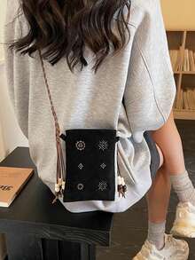 Mobile Phone Bag, Retro Tassel Embellishment Of National Customs, Exquisite Leather Rope With Simple Version, One Shoulder Crossbody Dual-Purpose Design, Light And Compact For Daily Travel, Exquisite Technology Highlights The Texture, All Kinds Of Wear, Showing Unique Personality And Fashion Taste. - Multicolor - View 5