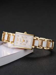 4pcs/Set Women's Gift Watch With Square Dial, Rhinestone Scales, Elegant Quartz Wrist Watch + Heart-Shaped Bracelet (Watch Box Not Included) - Multicolor - View 9