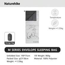 Naturehike 1件装 M系列信封式单人成人睡袋，适用于户外露营 - 彩色 - 查看 8