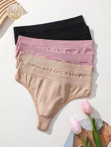 6条/包 女士无痕内裤，高弹力，性感，简约，舒适女士内衣 - 彩色 - 查看 4