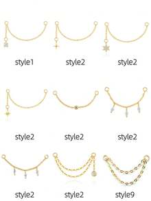 1pc 925 Sterling Silver Earring Chain Accessory, 18k White Gold Plated Earring Connector Chain, Convertible Pendant Chain For Women With Double Ear Piercings - Silver - View 16