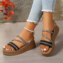 2026 New Thick Sole Girl's Sandals, Ladies Beach Slippers, Versatile Casual Shoes, Student Sandals, Outdoor Slippers, Teenage Girls Shoes, Wedge Heel Children Shoes, Teenage Sandals, Rhinestone Thick Sole Slippers, Fashion Two-Way Wedge Slippers, Summer Non-Slip Beach Shoes - Black - View 5