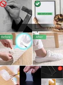 1/4pcs Reusable Washable Nano Double-Sided Adhesive Tape - Multi-Purpose Heavy Duty Glue Suitable For Kitchen, Bathroom And Office - Multicolor - View 6