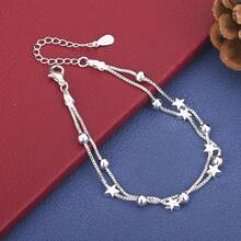 925 Silver Plated Exquisite Star Bead Bracelet Fashion Women's Party Wedding Jewelry Accessories - Silver - View 1
