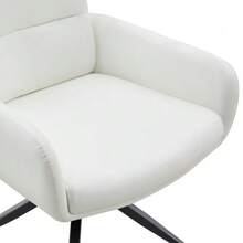 [Set Of 2] European Swivel Chair In A Lightweight Luxury Design: PU Coating + Black Metal Legs, 360° Sound Swivel, Set Of 2 For Dining Rooms / Relaxation Areas. - White - View 11