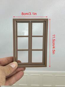 1:12 迷你窗戶，沙盤 DIY 模型屋配件，塑膠逼真窗戶，可開窗與門，微縮場景裝飾，微縮場景攝影道具門窗，雙面可開窗，模型屋配件 - 雙開窗 - 查看 11
