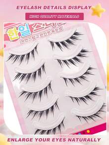 5 Pairs Natural False Eyelashes Fluffy Soft 3D False Eyelashes Natural Eyelash Party And Club Daily Work False Eyelashes Messy Dramatic Eye Black Extension - Black - View 3