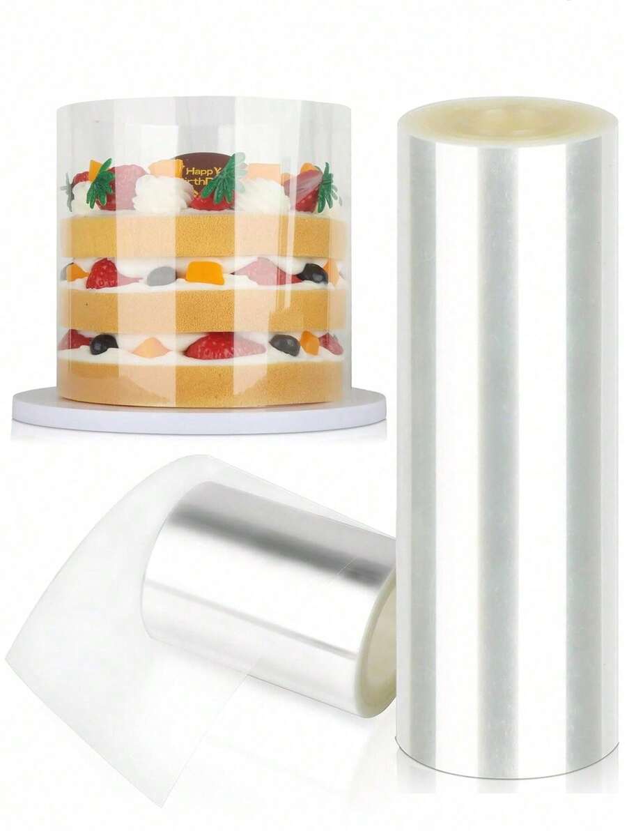 1 Roll Extra Long Transparent Cake Edging, Made Of PET Material, Cake Packaging Film, Used For Decorating Mousse, Chocolate Pastries, Baking Tools, Cake Decorations, Kitchen Supplies - Easily Make Delicious Cakes