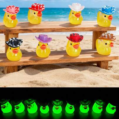 50/20/5个树脂夜光迷你黄色小鸭摆件，彩色帽子可爱3D小鸭，散装微型动物装饰，微景观，娃娃屋DIY，办公桌，汽车，电脑配件，家居装饰