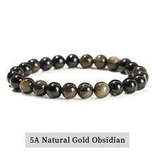 黑色天然石圆珠手链，波西米亚风，灵气疗愈弹力饰品，日常佩戴，热门款 - 黑色 - 查看 15