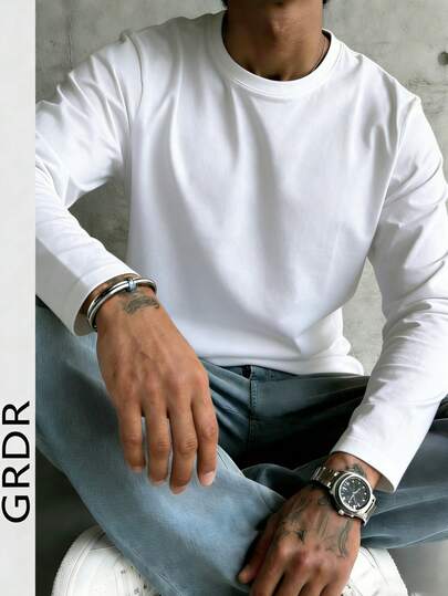  GRDR 男士纯色休闲百搭圆领长袖T恤