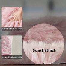 1pc Valentine's Day Plush Faux Wool Pink Heart Shaped Carpet, Non-Slip, Fluffy, Soft Home Decor Rug For Living Room, Bedroom, Study - Pink - View 5