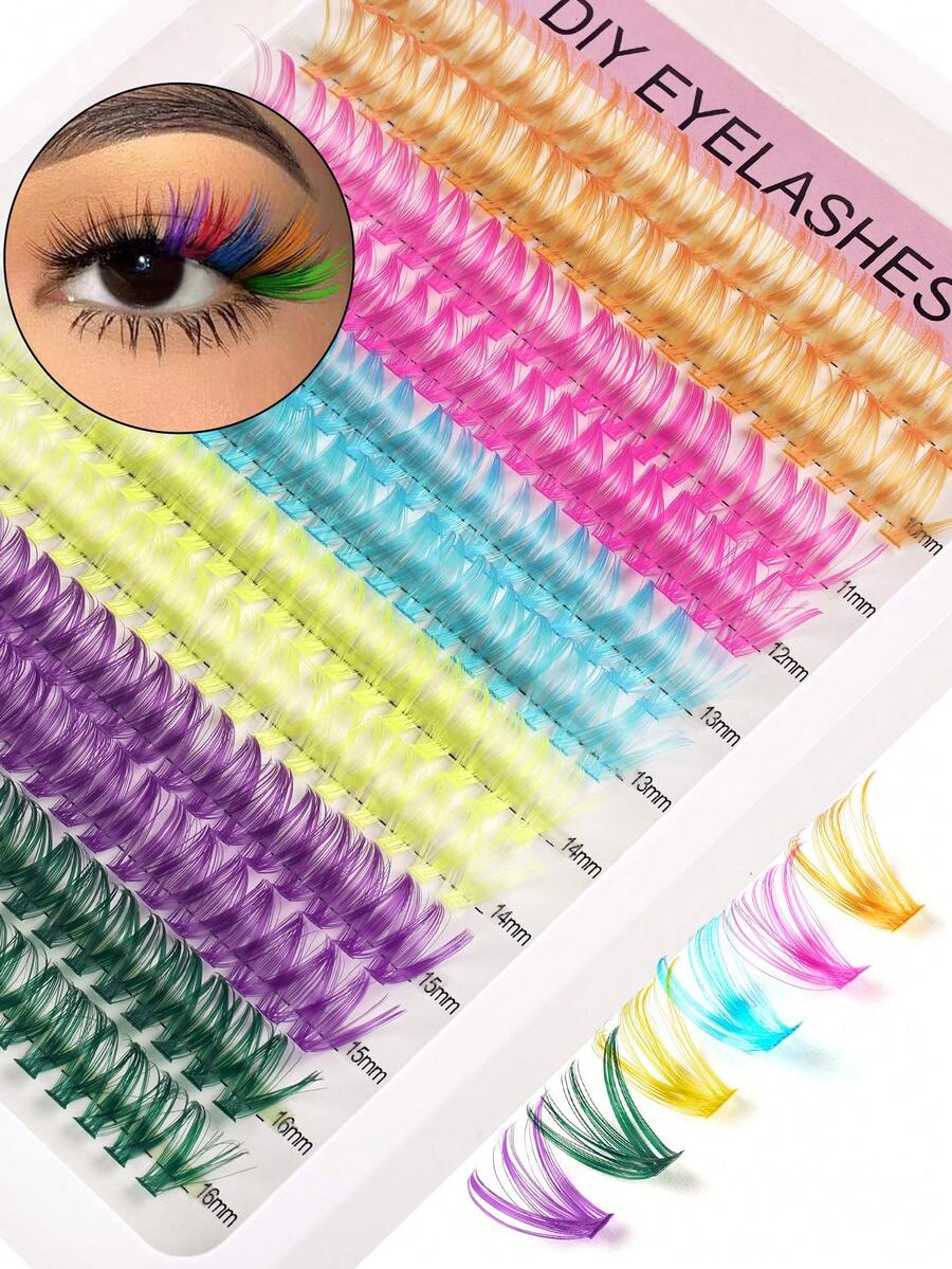 240 cílios postiços longos naturais em 6 cores sortidas, ideais para o Dia das Mães, festivais de música, compras do dia a dia, festas, apresentações e para fazer você mesma em casa.