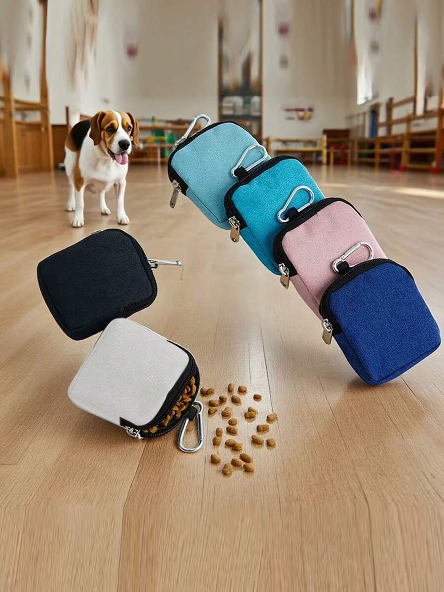1pc Dog Training Pouch With Leash, Handheld Dog Treat Bag With Carabiner, Suitable For Pet Dog Travel Or Outdoor Use, Poop Bag Dispenser, Zipper Design To Prevent Leakage, Convenient For Dog Training, Oxford Cloth Wallet-Style Storage Bag, Zipper Closure For Safety, Geometric Pattern Design, Suitable For Sports - Multicolor - View 1