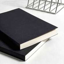 A5 Blank Black Cardstock Notebook, 368 Pages High Capacity, Minimalist Writing Journal - Black - View 5