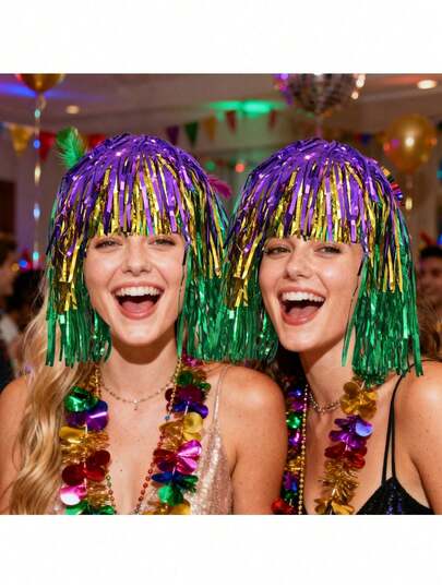 1 chiếc mũ kim tuyến màu tím và xanh lá cây mới, phụ kiện trang trí tiệc lễ hội, mũ đội đầu tua rua nhiều màu sắc cho lễ hội Mardi Gras New Orleans, mũ đội đầu kim tuyến nhiều màu sắc, mũ đội đầu tua rua Mardi Gras, phụ kiện chụp ảnh tiệc lễ hội, phụ kiện đội đầu cosplay màu tím xanh vàng, phụ kiện đội đầu vui nhộn cho quán bar, hộp đêm, trang trí tiệc sinh nhật ngày Thánh Patrick, phụ kiện tạo không khí tiệc tùng kiểu INS, mũ đội đầu đa năng vui nhộn.