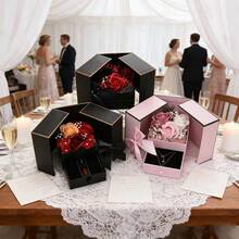 Hộp quà hoa tươi cao cấp, thích hợp đựng vòng cổ, son môi, dùng trong nhiều dịp như Ngày của Mẹ, đám cưới, Ngày Valentine, làm hộp đựng trang sức, hộp quà tặng. - Hộp quà tặng - Xem 11